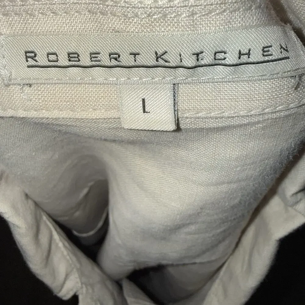 100% Linen Safari Shirt/jacket Utility Coastal Drawstring Waist Roll Tab L EUC - Picture 11 of 13